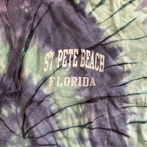 St. Pete Beach Florida Tie-Dye Print Hoodie Womens size Large - Picture 2 of 9